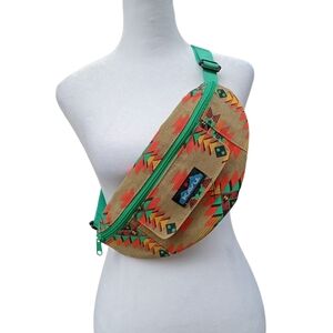 Kavu Tan and Green Crossbody Bag